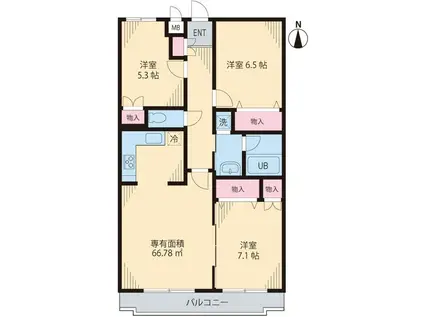 ベルボナール千歳(3LDK/3階)の間取り写真