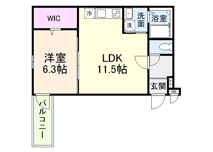 JTガーデン徳庵(1LDK/2階)の間取り写真