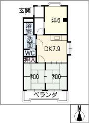 ベルシェ新開(3DK/4階)の間取り写真