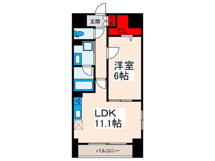 東京メトロ千代田線 千駄木駅 徒歩4分 11階建 築13年(1LDK/10階)の間取り写真