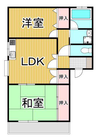 エントピアフジ(2LDK/2階)の間取り写真