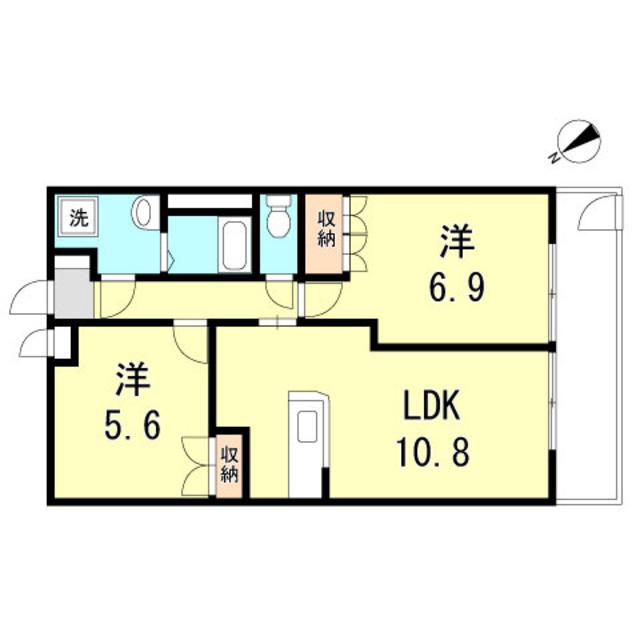 リバトゥジュ(2LDK/2階)の間取り写真
