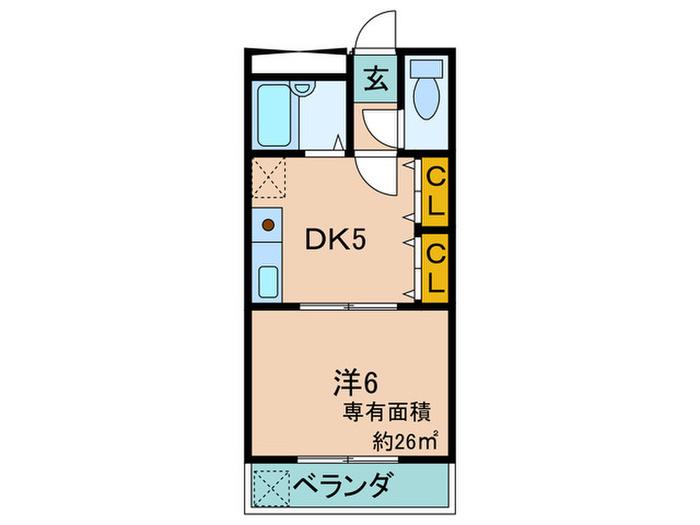 MATSUDA21天美(1DK/2階)の間取り写真