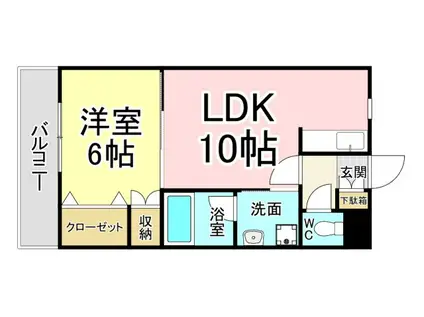 ローズ・フェアリー(1LDK/3階)の間取り写真