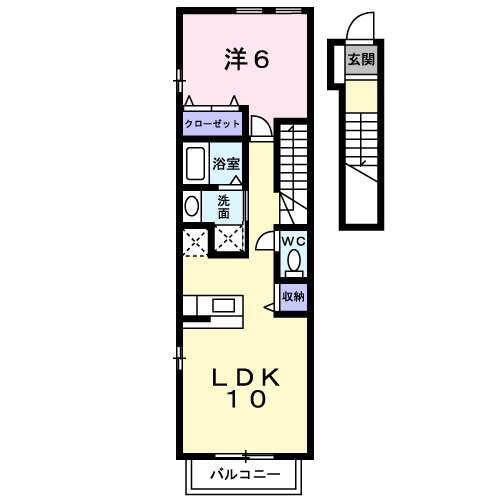ノイ・アインズA(1LDK/2階)の間取り写真