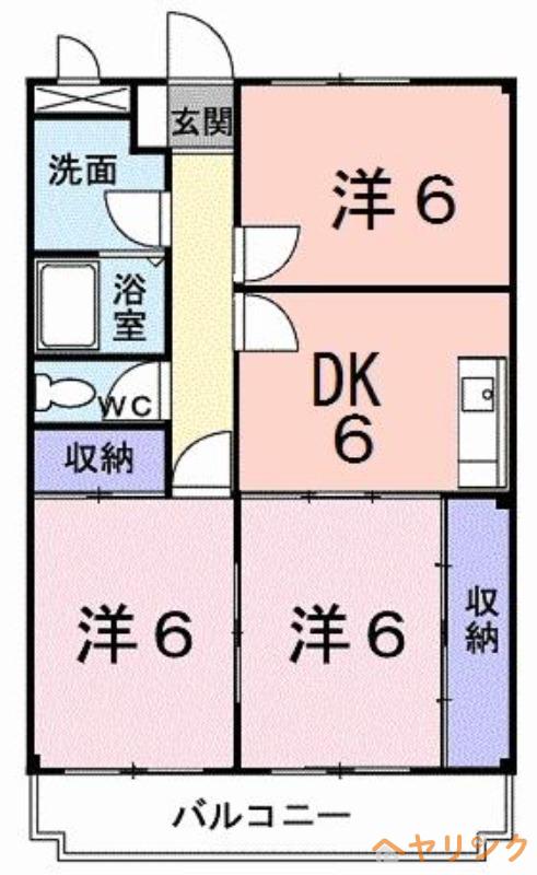 アピタシオンモアージュ(3DK/3階)の間取り写真