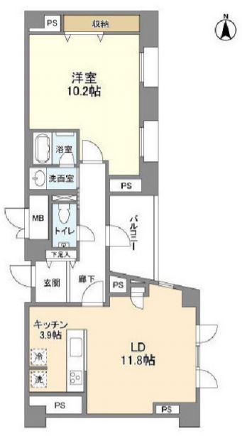 パティオ南麻布(1LDK/5階)の間取り写真