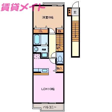 ヴィクトリーII(1LDK/2階)の間取り写真