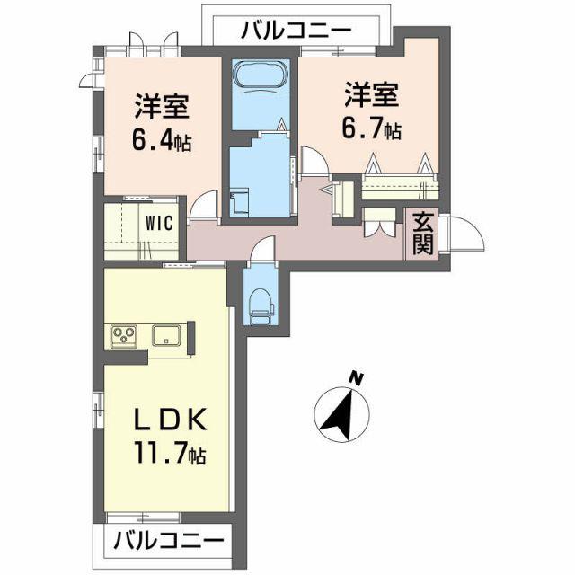 シャーメゾン ヒルズ III棟(2LDK/3階)の間取り写真