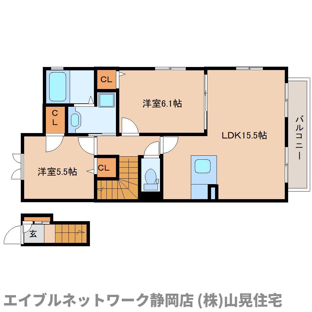 ラセーヌ古庄(2LDK/2階)の間取り写真