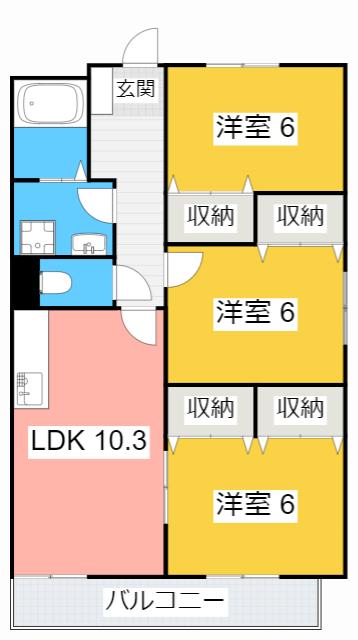 プラチナハイツ安井III(3LDK/2階)の間取り写真