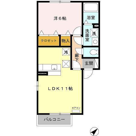 ガーデンリーブスA(1LDK/1階)の間取り写真