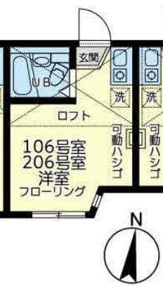 ユナイトKOKANエルリンガー(ワンルーム/2階)の間取り写真