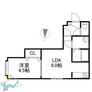 癒しの館南8条(1LDK/2階)の間取り写真