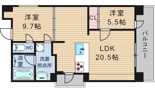 ZENII(2LDK/8階)の間取り写真