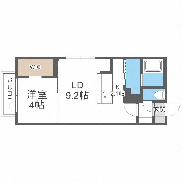 グランループ発寒(1LDK/4階)の間取り写真