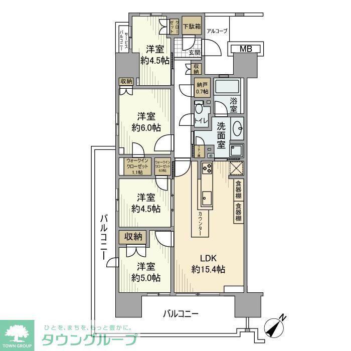 ルピアグランデ浦和美園(4LDK/4階)の間取り写真