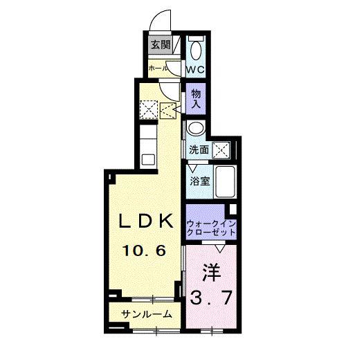 カーサルーチェ(1LDK/1階)の間取り写真