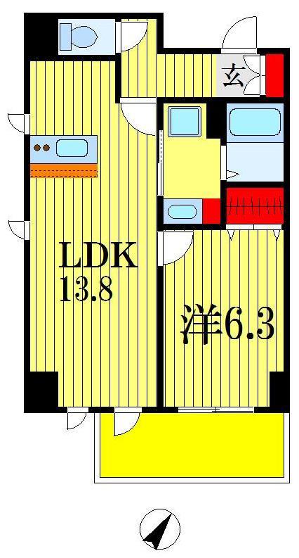 千葉ポートイースト(1LDK/5階)の間取り写真