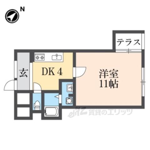 オルボス壱分(ワンルーム/1階)の間取り写真