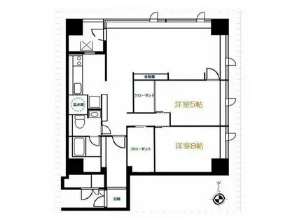 スカイハイツトーカイ(2LDK/25階)の間取り写真