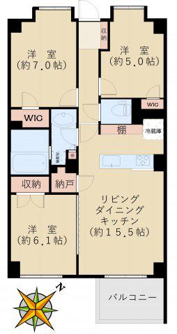 グランスイート文京小石川(3LDK/6階)の間取り写真
