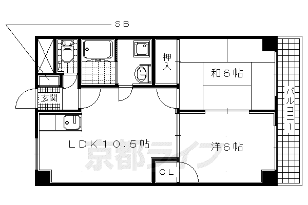 エスポワール21(2LDK/3階)の間取り写真
