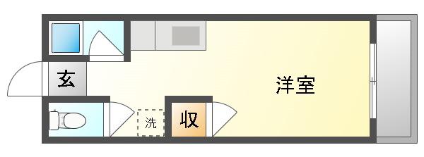 ソレイユK(ワンルーム/2階)の間取り写真