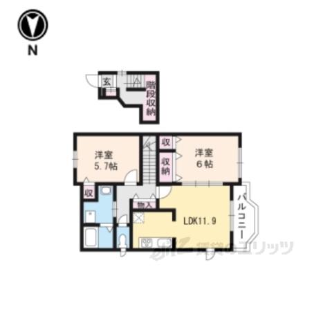 ラペジーブルⅡ(2LDK/2階)の間取り写真