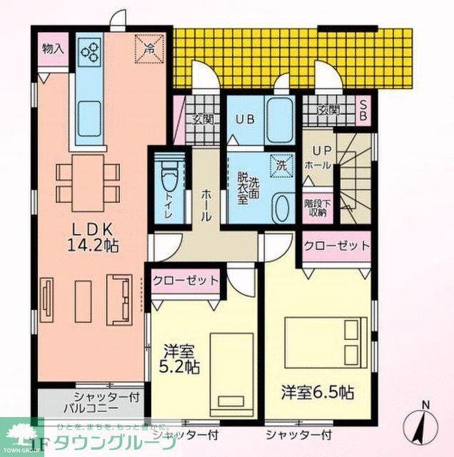 楓テラス(2LDK/1階)の間取り写真