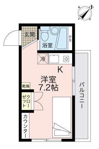 ライフプラス南観音2(ワンルーム/2階)の間取り写真