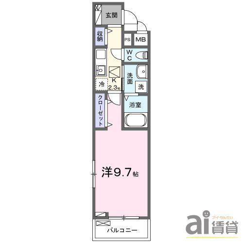 ヒカルサふじみ野上福岡(1K/2階)の間取り写真
