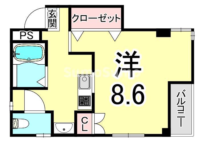 コート向森(1K/1階)の間取り写真
