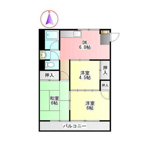 松原マンション(3DK/1階)の間取り写真
