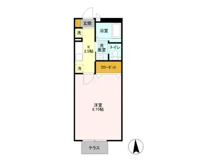 プレステージュ(1K/2階)の間取り写真