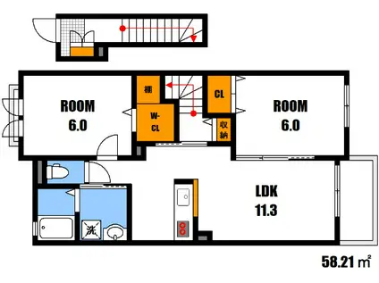 城泉タケノA(2LDK/2階)の間取り写真