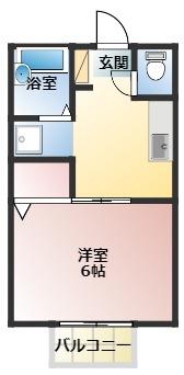 プランティオII(1K/1階)の間取り写真