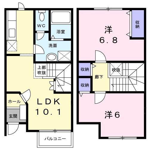 ノーブル1(2LDK/1階)の間取り写真