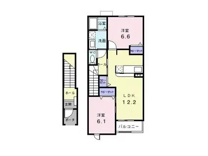 パラッツォリーノヴィオラB(2LDK/2階)の間取り写真