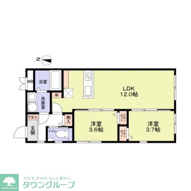 リザーブ北綾瀬(2LDK/3階)の間取り写真