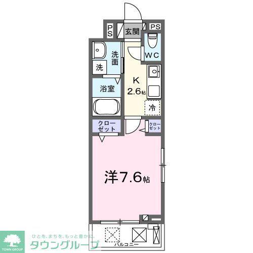 ヒカルサ熊谷大原(1K/2階)の間取り写真
