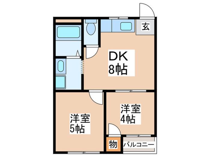 内野千島ビル(2DK/2階)の間取り写真
