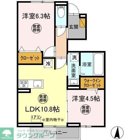 ソレイルKZ(2LDK/1階)の間取り写真