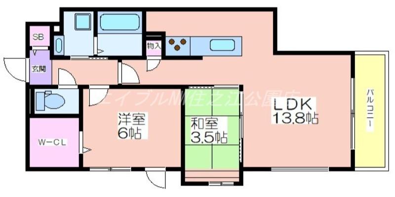 D-ROOM SUMIE イースト(2LDK/2階)の間取り写真