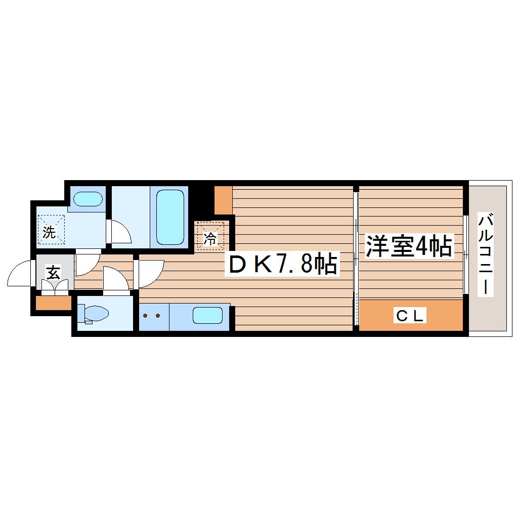THE LOT HARANOMACHI α(1DK/4階)の間取り写真