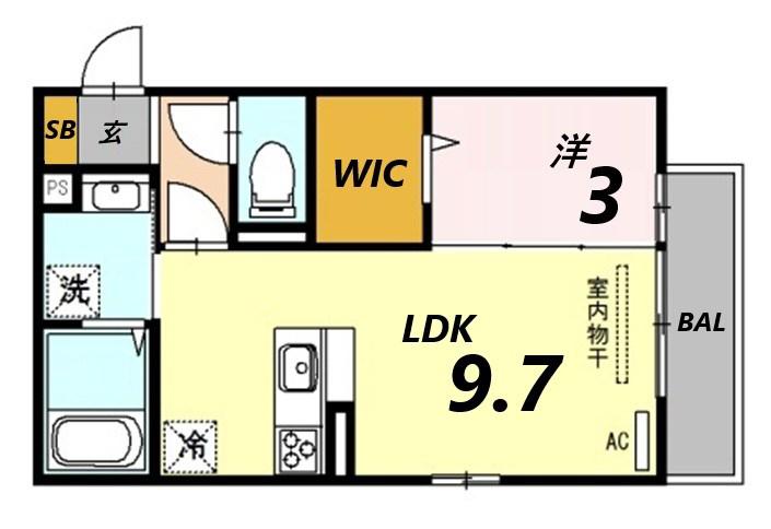 ボナール駅前(1LDK/1階)の間取り写真