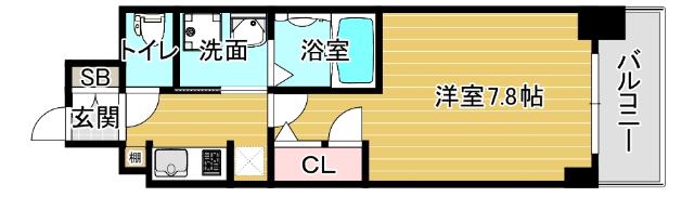 エイペックスみなとセントラルアベニュー(1K/8階)の間取り写真