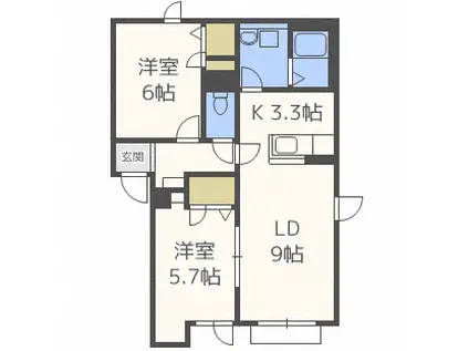 シャーメゾン元町グランビレッジJ(2LDK/2階)の間取り写真
