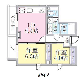 セレーノ(2DK/3階)の間取り写真