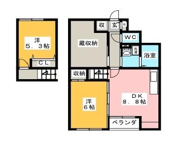 LUNA(2SDK/1階)の間取り写真